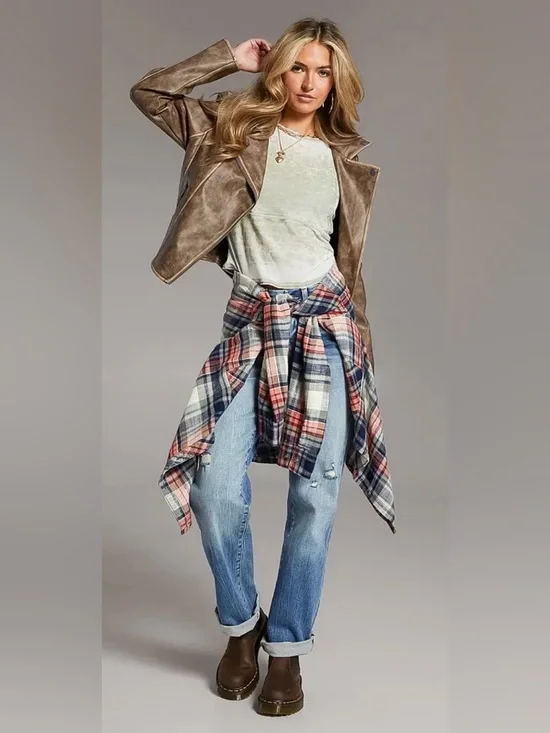 Like New BKE Buckle Asymmetrical Faux Leather Cropped Moto Jacket - Picture 1 of 16